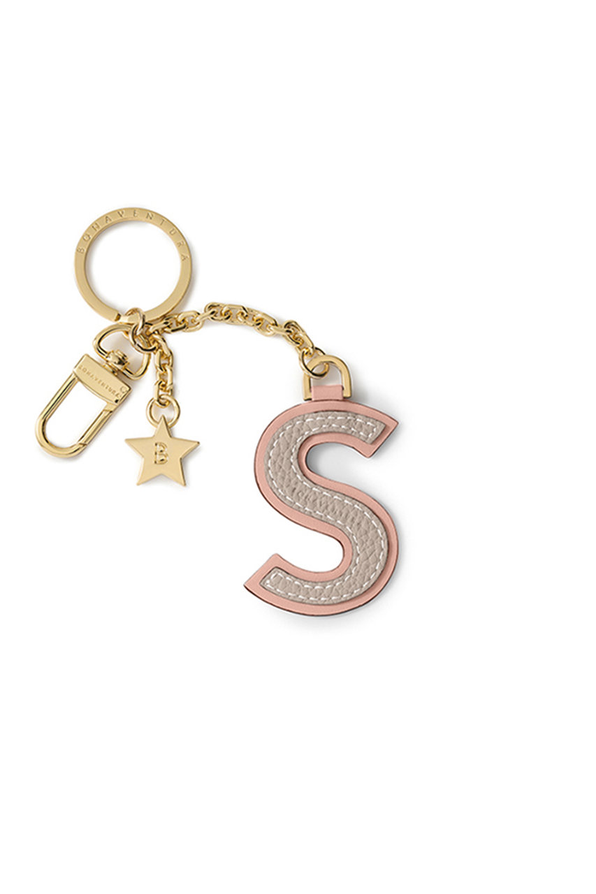 ボナベンチュラ/BONAVENTURAのイニシャルチャーム キーホルダー (S)(グレージュ×ベイビーピンク/BKHT4S-YEET)