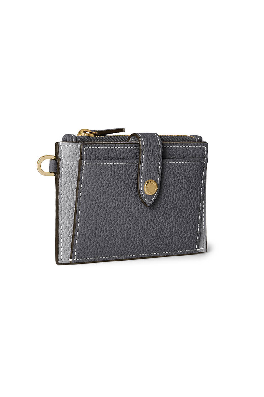 ボナベンチュラ/BONAVENTURAのベルテッド フラップ付きカードケース シュリンクレザー(チャコール×トゥルーグレー/BWAT55-YEGG)