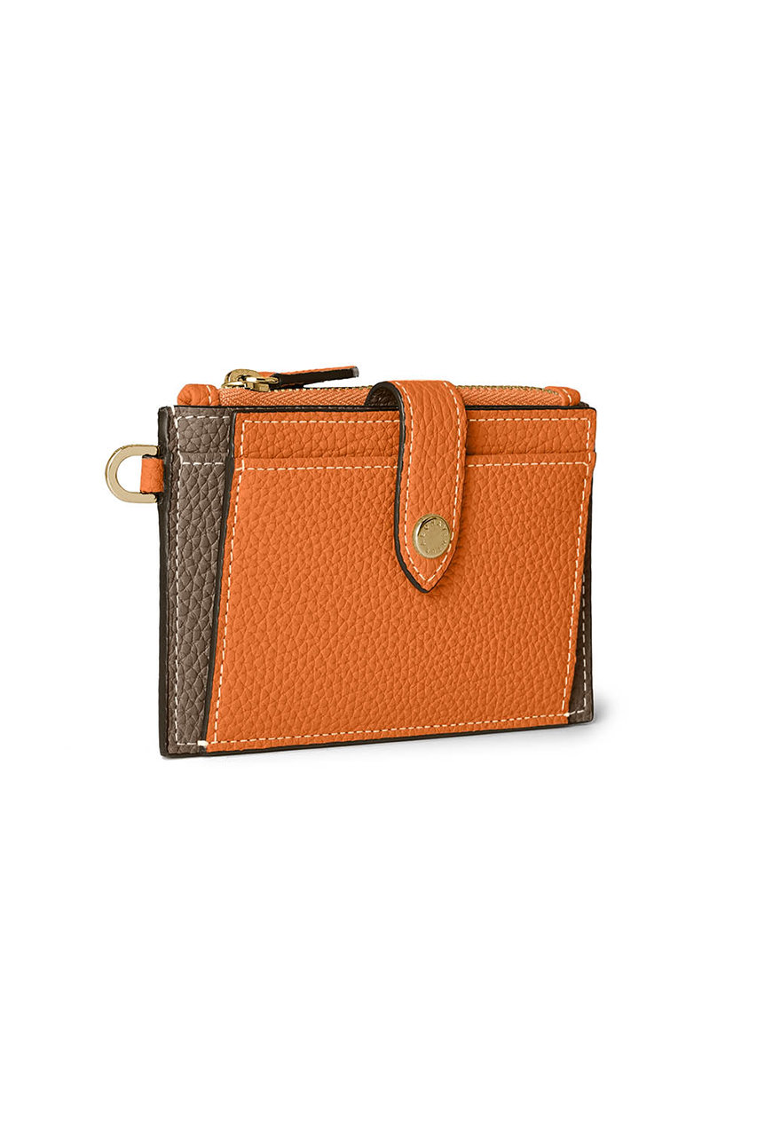 ボナベンチュラ/BONAVENTURAのベルテッド フラップ付きカードケース シュリンクレザー(オレンジ×エトープ/BWAT55-YEGG)