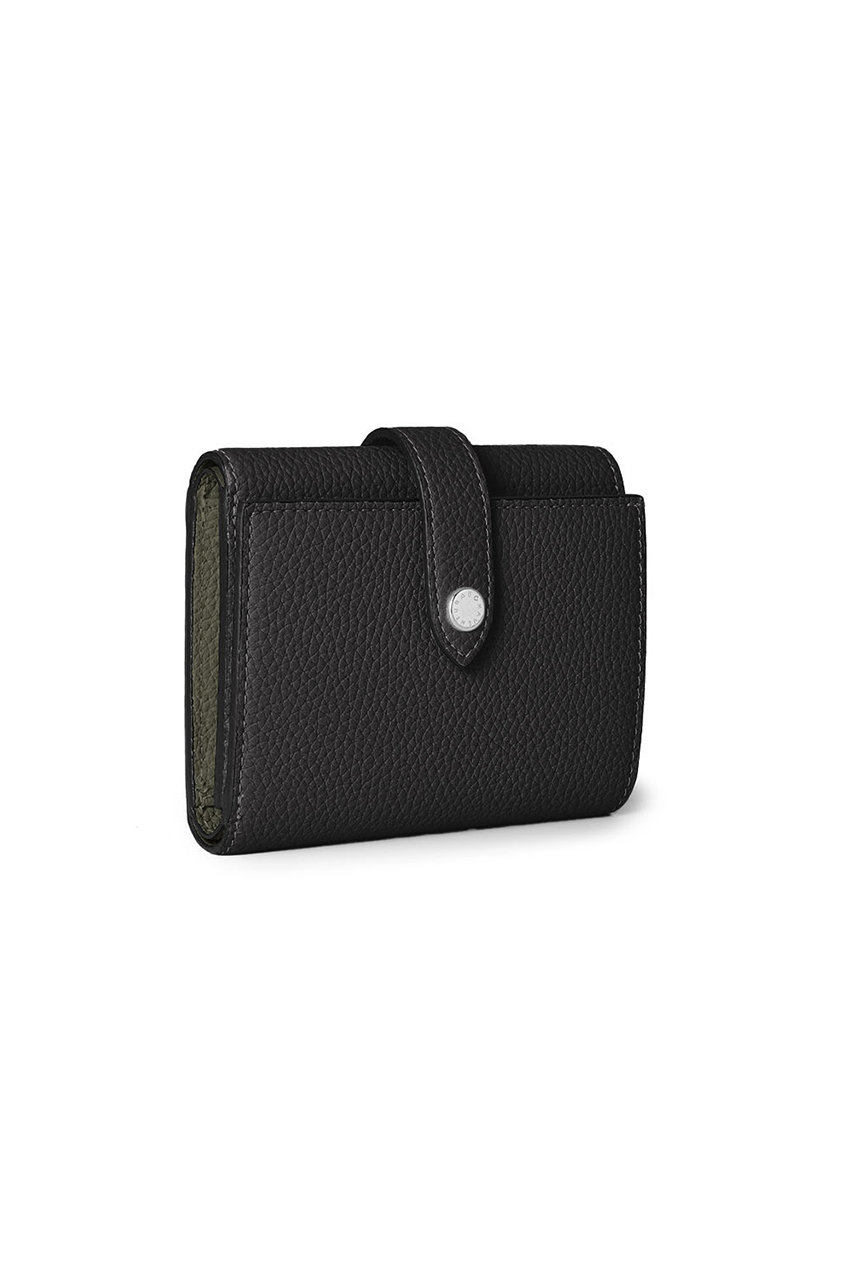 ボナベンチュラ/BONAVENTURAのベルテッド トリフォールド ウォレット シュリンクレザー(ブラック×オリーブ/BWAT57-YEGG)