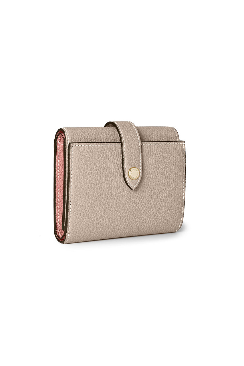 ボナベンチュラ/BONAVENTURAのベルテッド トリフォールド ウォレット シュリンクレザー(グレージュ×コーラル/BWAT57-YEGG)