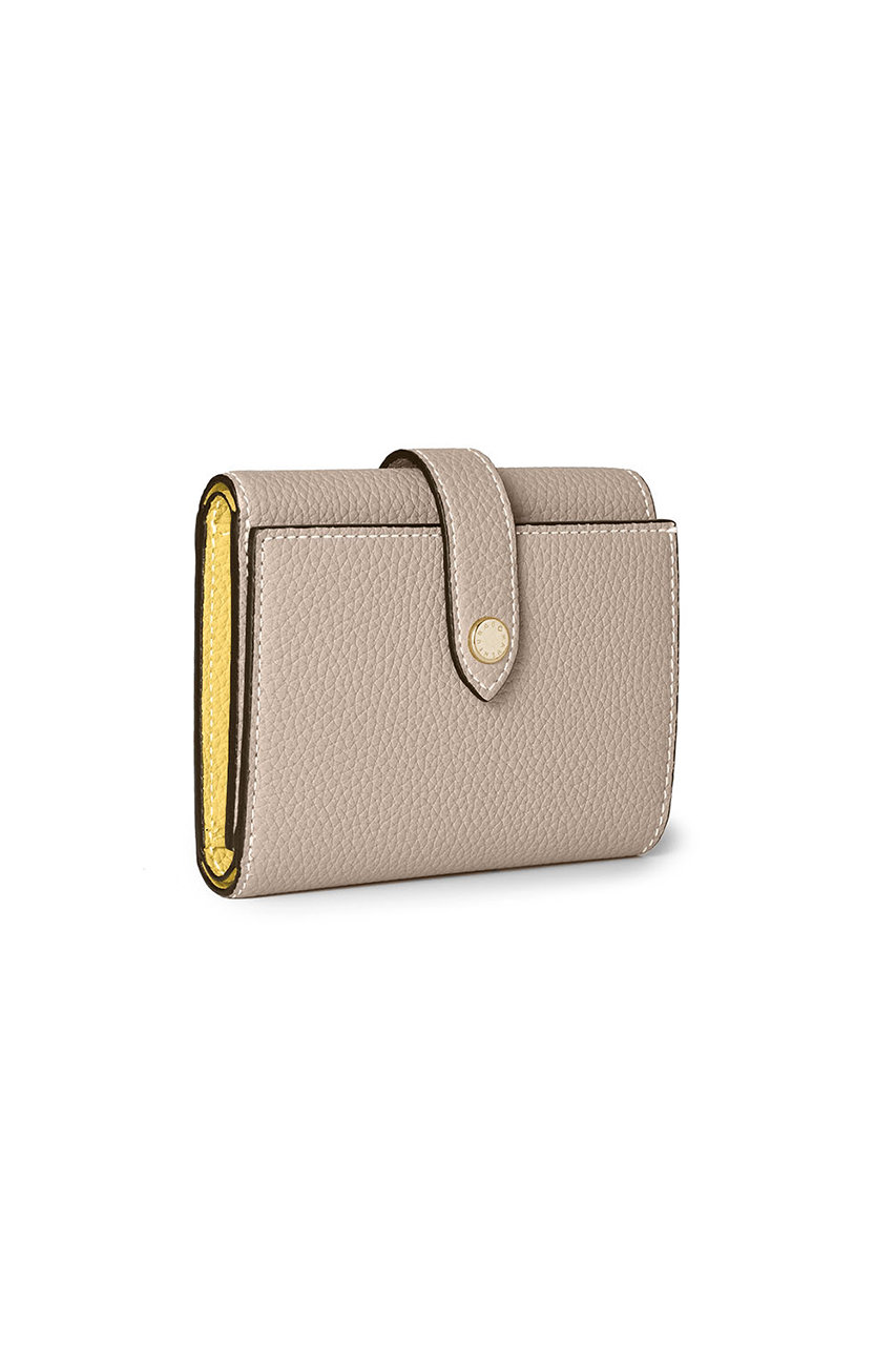 ボナベンチュラ/BONAVENTURAのベルテッド トリフォールド ウォレット シュリンクレザー(グレージュ×イエロー/BWAT57-YEGG)