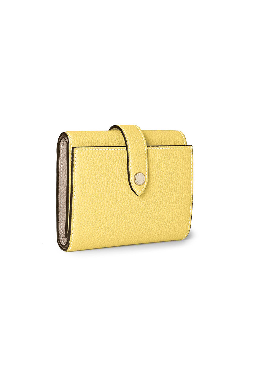 ボナベンチュラ/BONAVENTURAのベルテッド トリフォールド ウォレット シュリンクレザー(イエロー×グレージュ/BWAT57-YEGG)