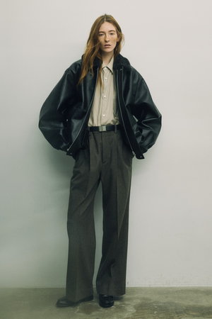 【UNISEX】MOUTON COLLAR SHEEP LEATHER ZIP JACKET