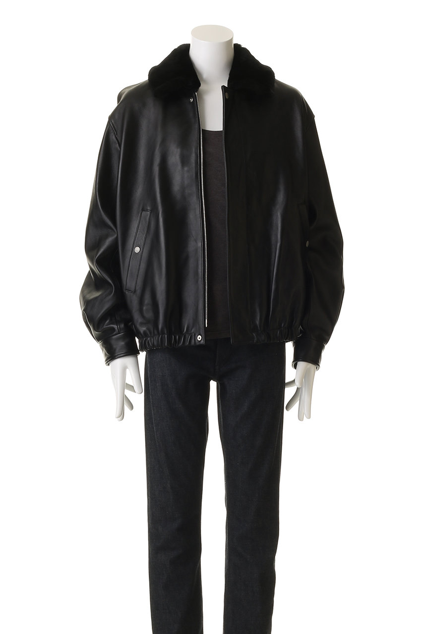 ジャケット・アウター Mouton Collar Sheep Leather Zip Jacket ssstein(シュタイン)/MOUTON COLLAR SHEEP LEATHER ZIP JACKET/BLACK