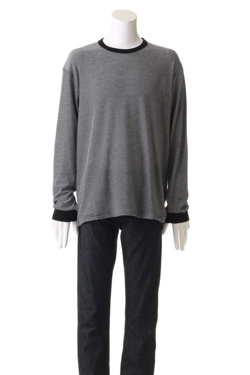 トップス STRIPED WOOL OVERSIZED LONG SLEEVE TEE M ssstein / シュタイン】STRIPED WOOL OVERSIZED LONG SLEEVE TEE - OFF