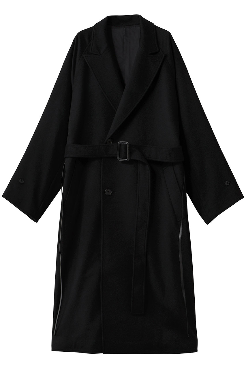 ssstein 【UNISEX】WOOL CASHMERE OVERSIZED PEAK LAPEL CHESTER COAT (ブラック, S) シュタイン ELLE SHOP