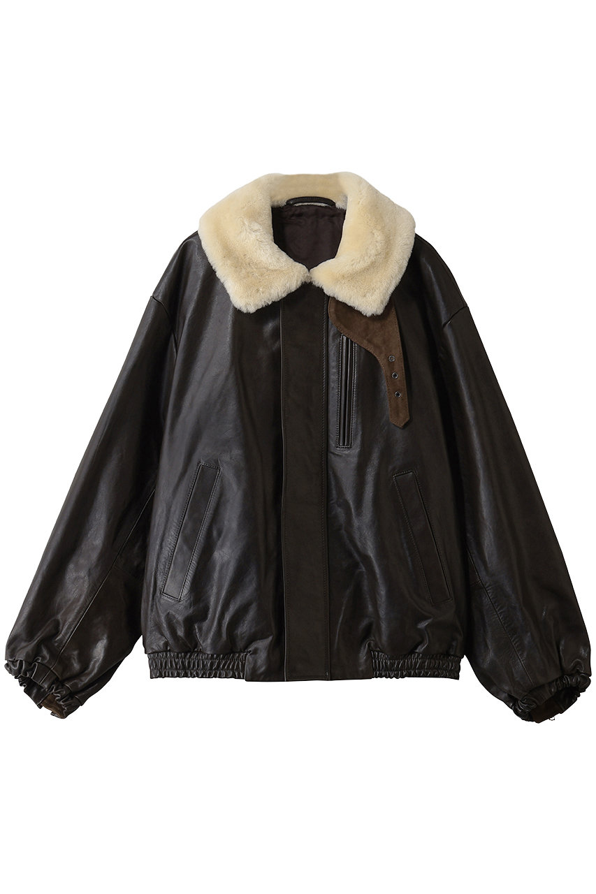 【UNISEX】MOUTON COLLAR CALF ZIP JACKET