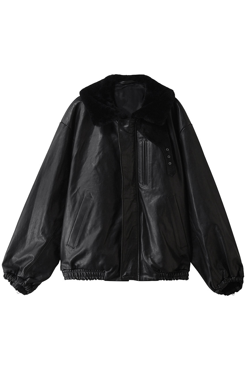 【UNISEX】MOUTON COLLAR CALF ZIP JACKET