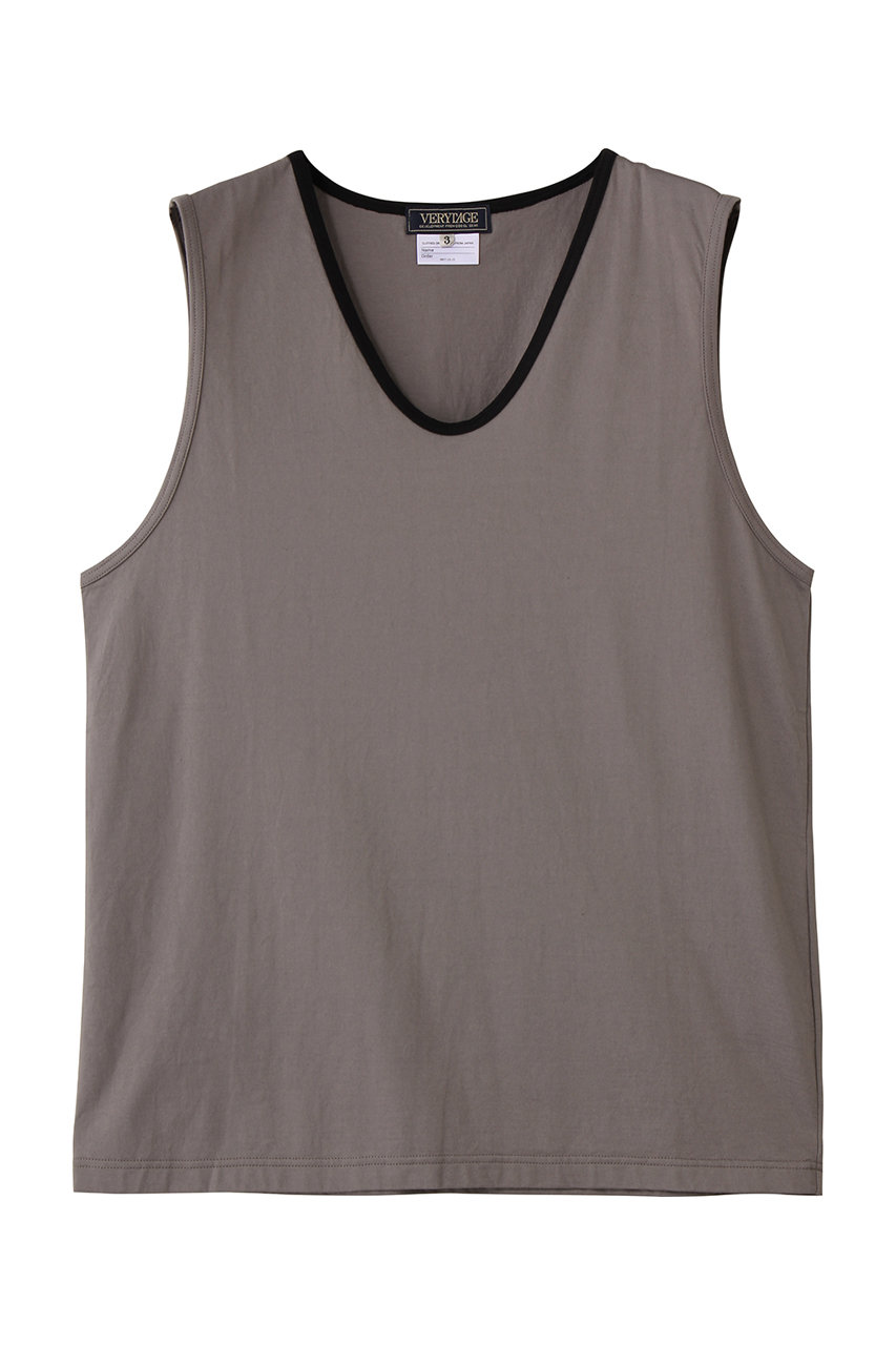 ベリーテイジ/VERYTAGEの【MEN】SILKY Vネックタンクトップ(ライトグレー×ブラック/V66602)