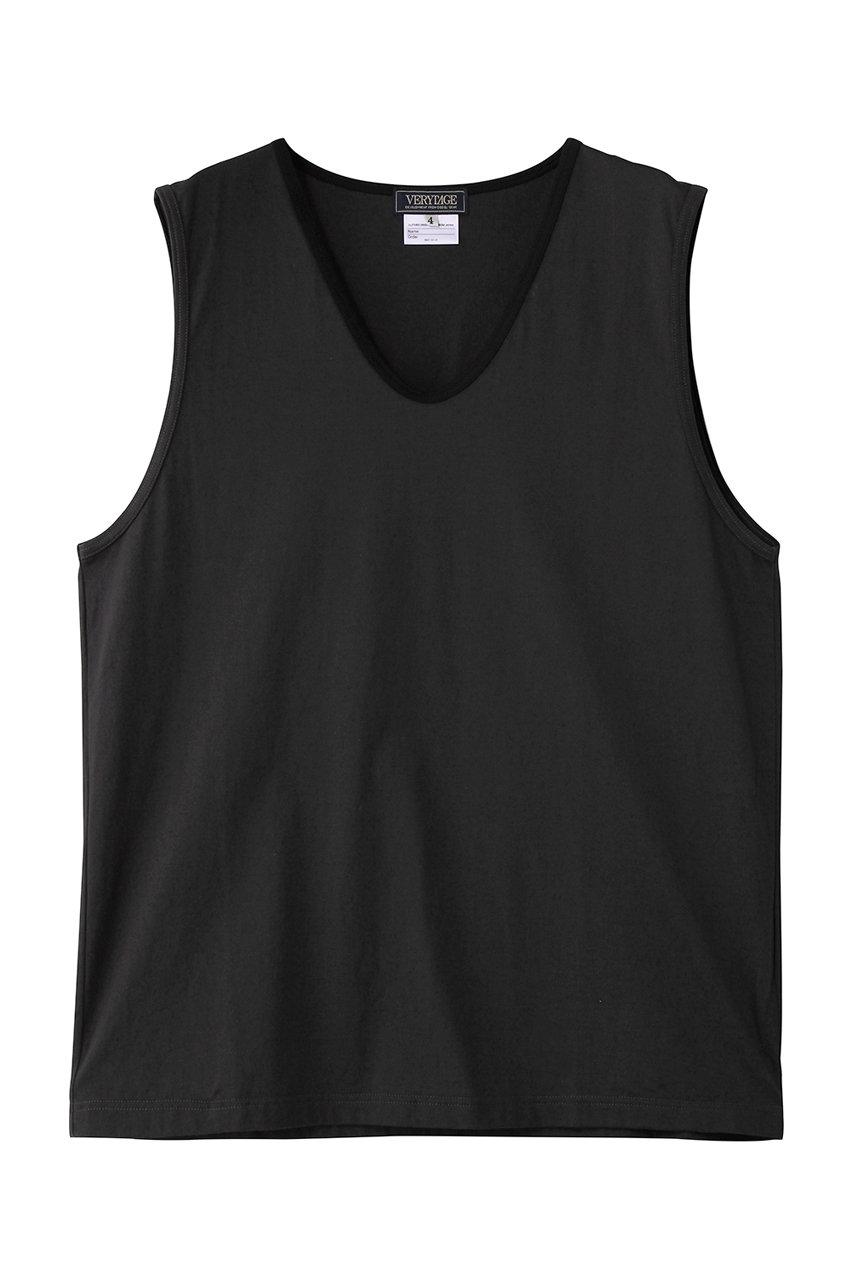 ベリーテイジ/VERYTAGEの【MEN】SILKY Vネックタンクトップ(チャコール×ブラック/V66602)