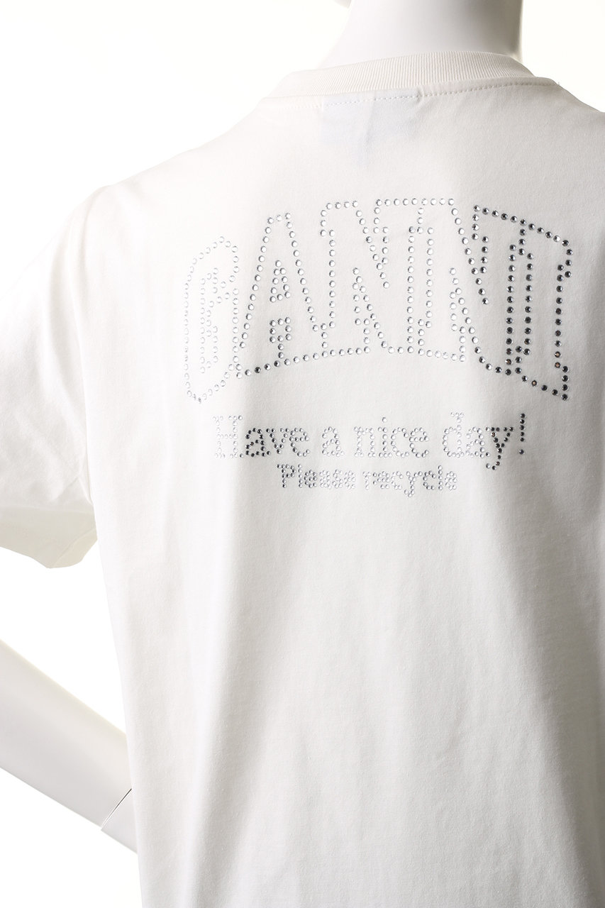 GANNI(ガニー)｜Basic Jersey ラインストーン リラックスTシャツ