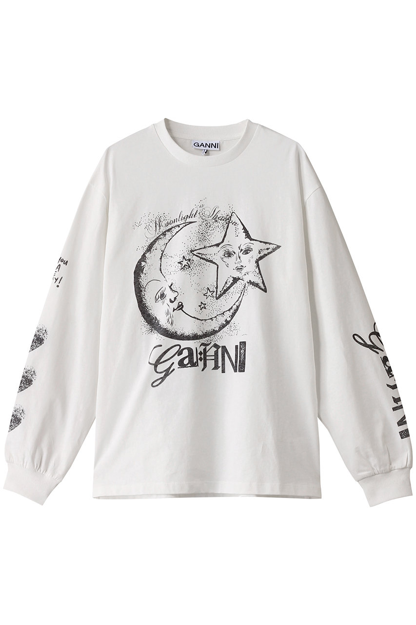 ガニー/GANNIのFuture Heavy Jersey Moon ロングスリーブTシャツ(ホワイト/T4064)