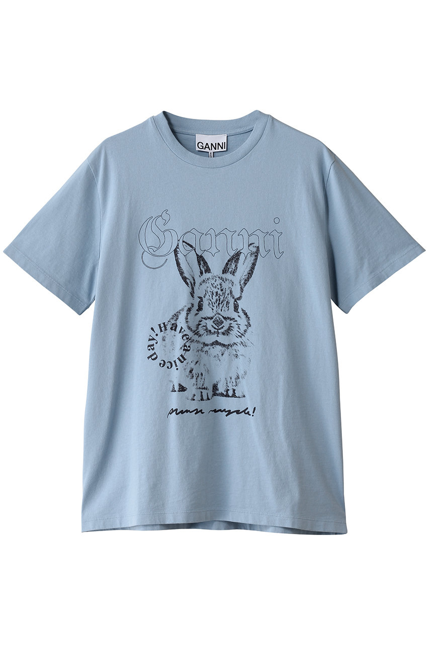 GANNI Re-cut basic コットンジャージ Tシャツ (ソフトシャンブレー, XS) ガニー ELLE SHOP GANNI Re-cut basic コットンジャージ Tシャツ (ソフトシャンブレー, XS) ガニー ELLE SHOP