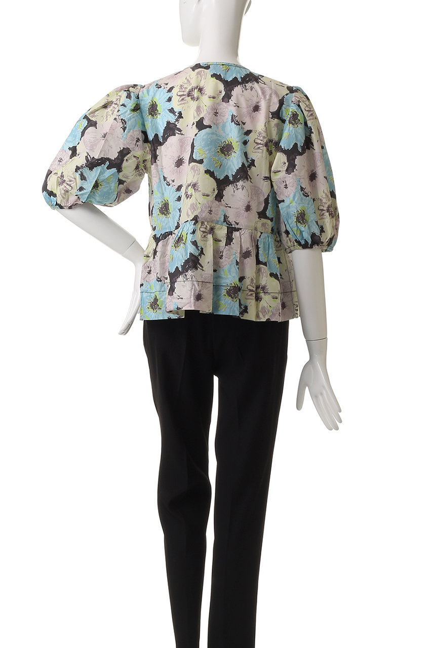 GANNI(ガニー)｜Printed Cotton ペプラム ブラウス/マルチカラー