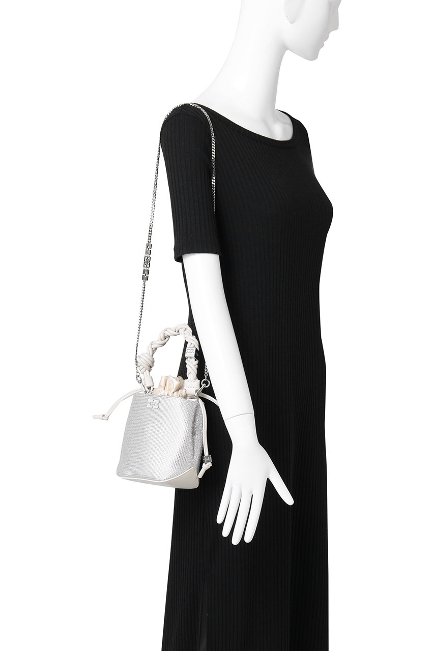 【GANNI】ロゴ入り Bou Bucket Mini Satin Strass / 各色 GANNI(ガニー)｜Ganni Bou Bucket Mini Strass バッグ/ホワイト