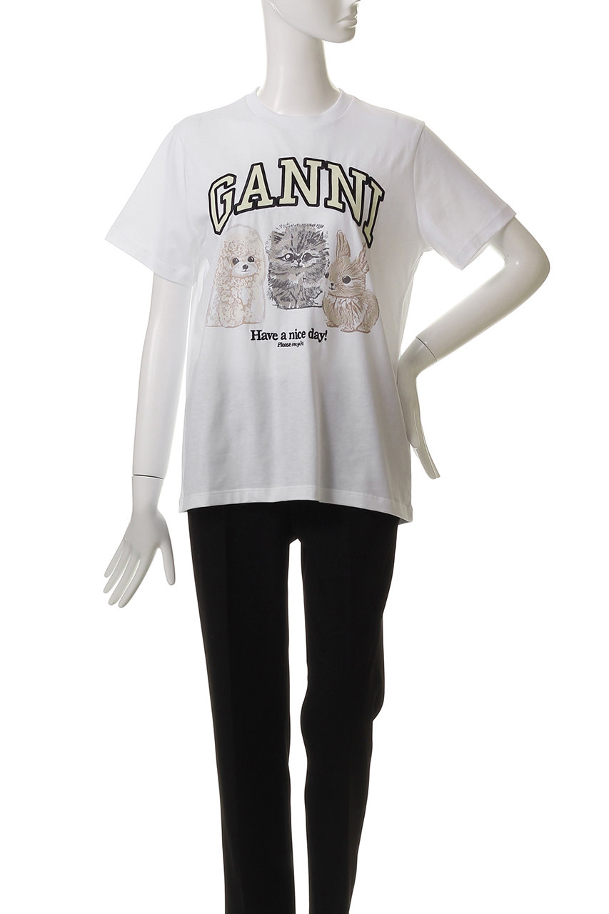 GANNI ガニー ホワイト コットン Tシャツ 関税込み 楽天市場】ガニー GANNI Tシャツ レディース ホワイト BRIGHT