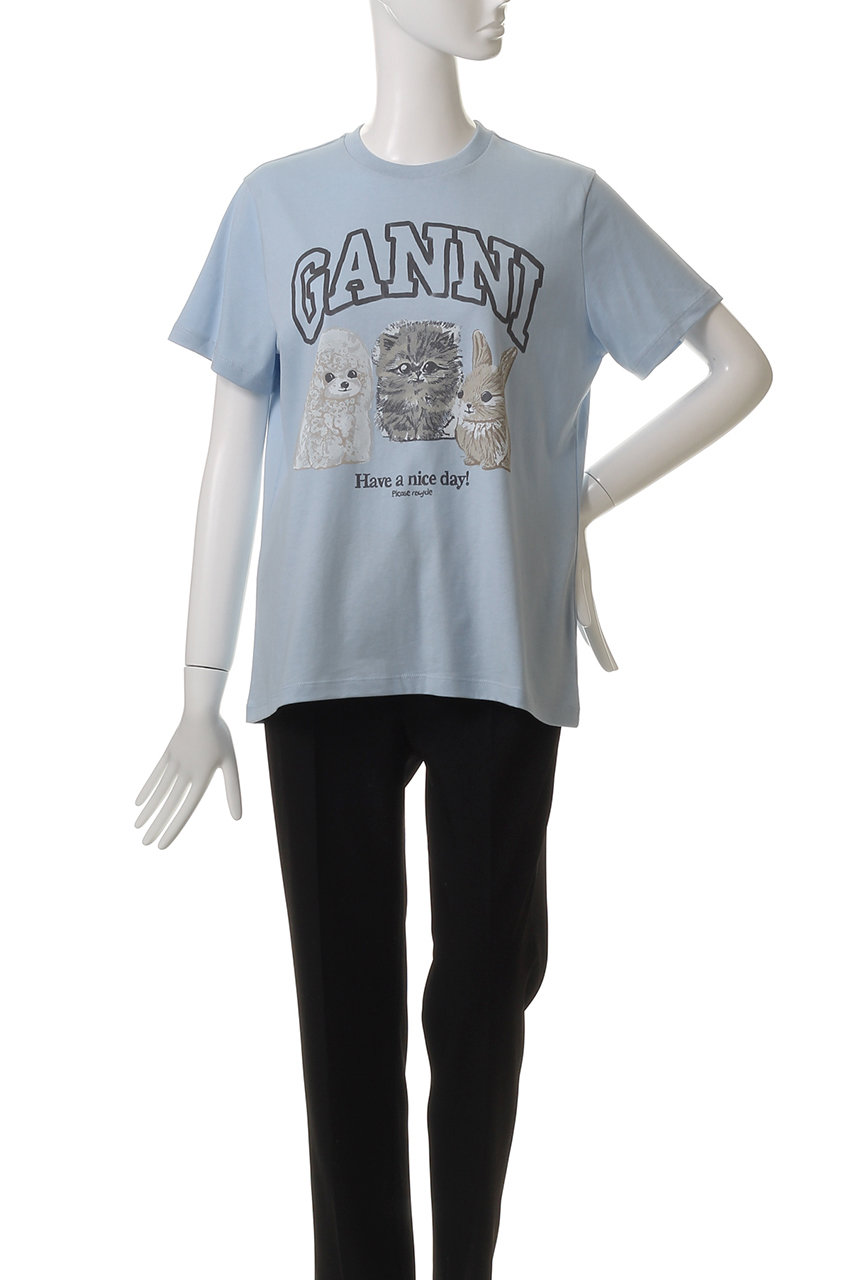 【国内即発】GANNI リラックス ネック T シャツ 国内即発】GANNI リラックス ネック T シャツ