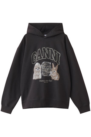 GANNI 売れ筋商品|||ガニー パーカー・スウェットシャツ アウター レディース Sweatshirts Beige GANNI ガニー パーカー Isoli Oversize Animals Crop Hoodie