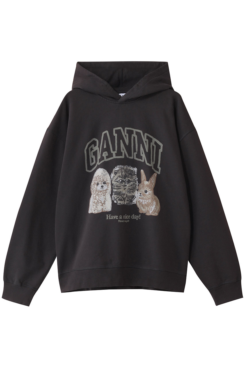 GANNI Isoli オーバーサイズ アニマル クロップ フーディー (ファントム, S/M) ガニー ELLE SHOP GANNI Isoli オーバーサイズ アニマル クロップ フーディー (ファントム, S/M) ガニー ELLE SHOP