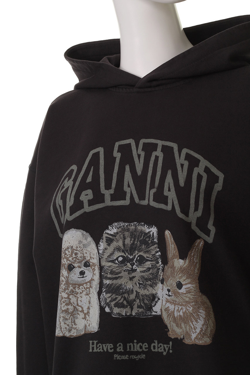 GANNI(ガニー)｜Isoli オーバーサイズ アニマル クロップ フーディー