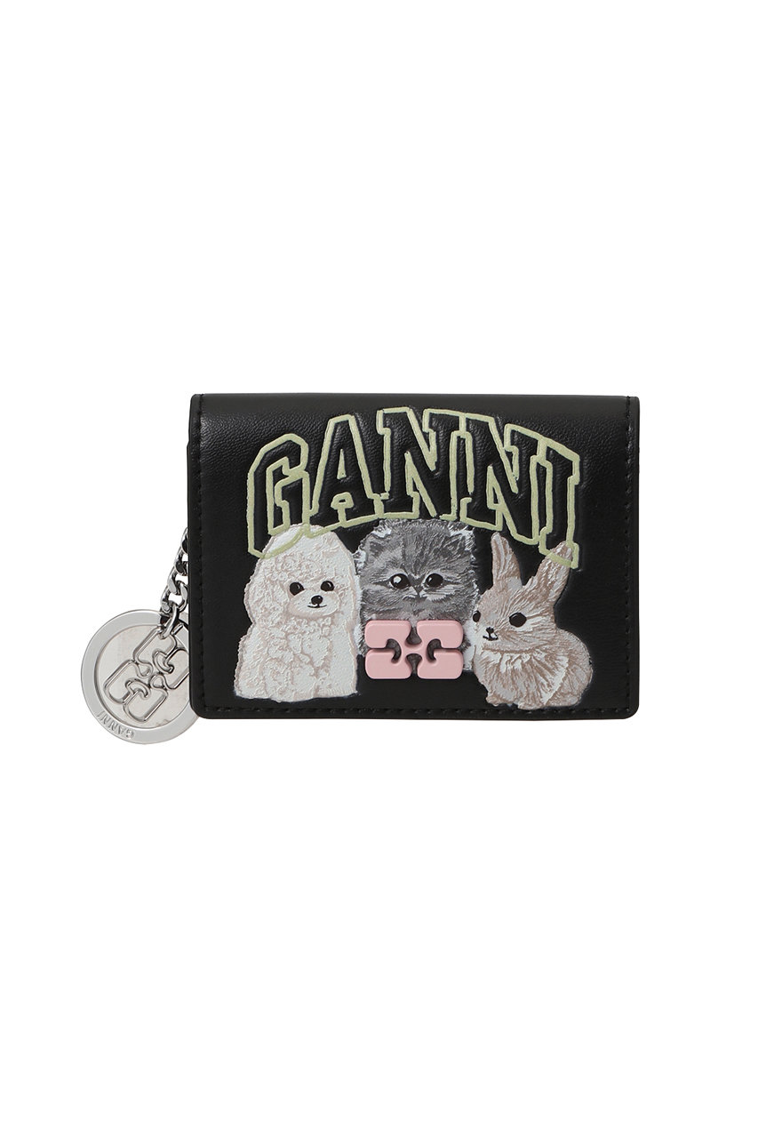 GANNI Ganni Bou カード ホルダー ウィズ フラップ アニマル (ブラック, Onesize) ガニー ELLE SHOP GANNI Ganni Bou カード ホルダー ウィズ フラップ アニマル (ブラック, Onesize) ガニー ELLE SHOP
