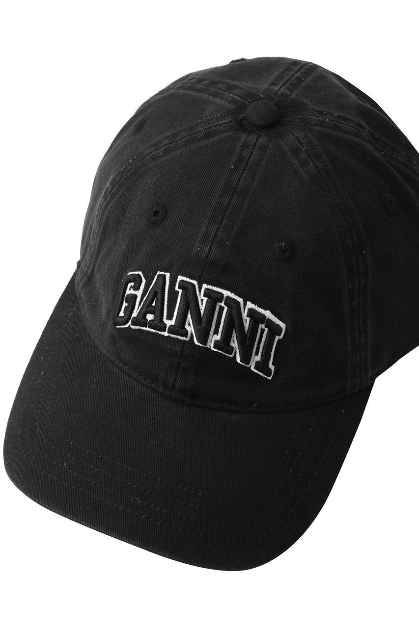 GANNI(ガニー)｜Washed コットン キャンバス キャップ/ブラック