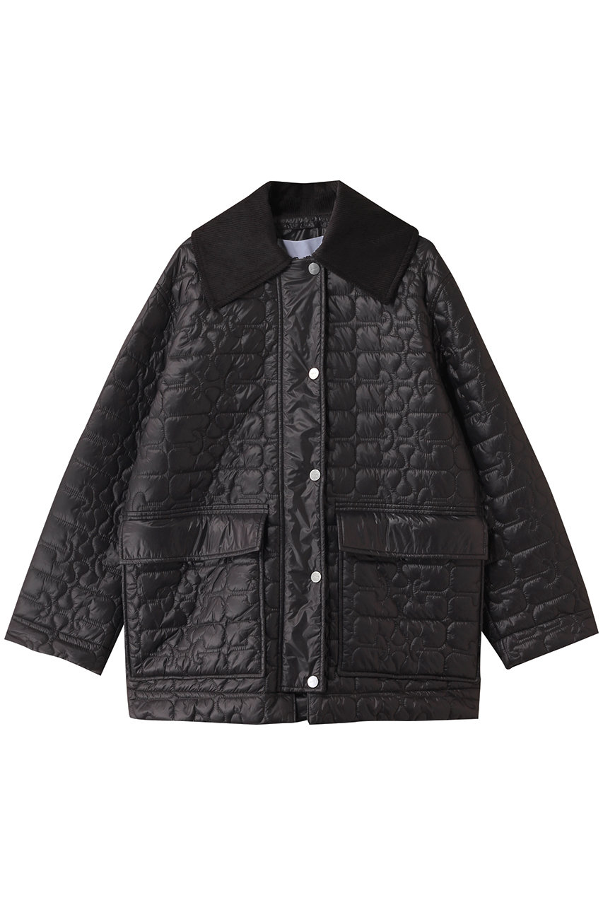 GANNI シャイニー キルト ミディ ジャケット (ファントム, XXS/XS) ガニー ELLE SHOP GANNI シャイニー キルト ミディ ジャケット (ファントム, XXS/XS) ガニー ELLE SHOP