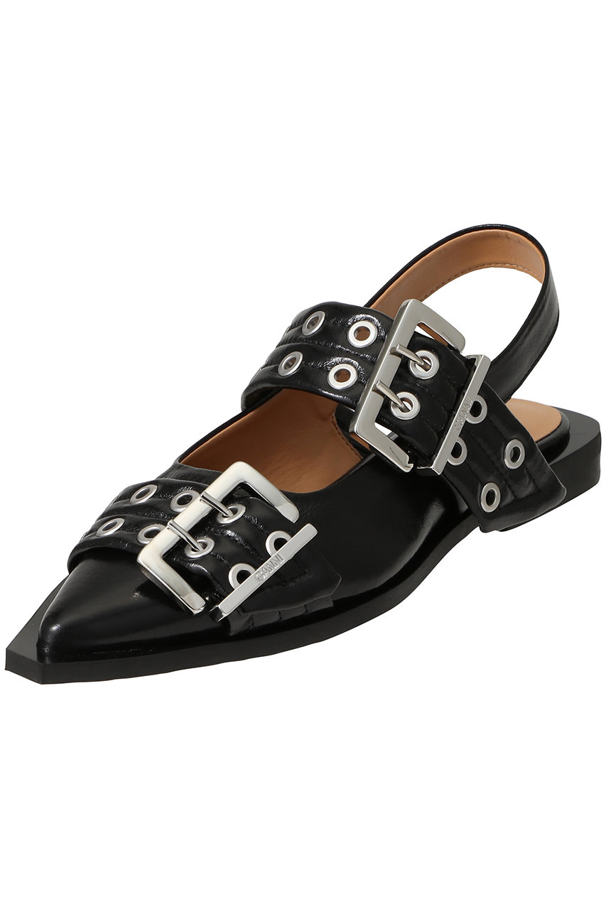 ★Ganni★フェミニン バックル バレリーナ シューズ GANNI(ガニー)|フェミニン バックル バレリーナ/ブラック の