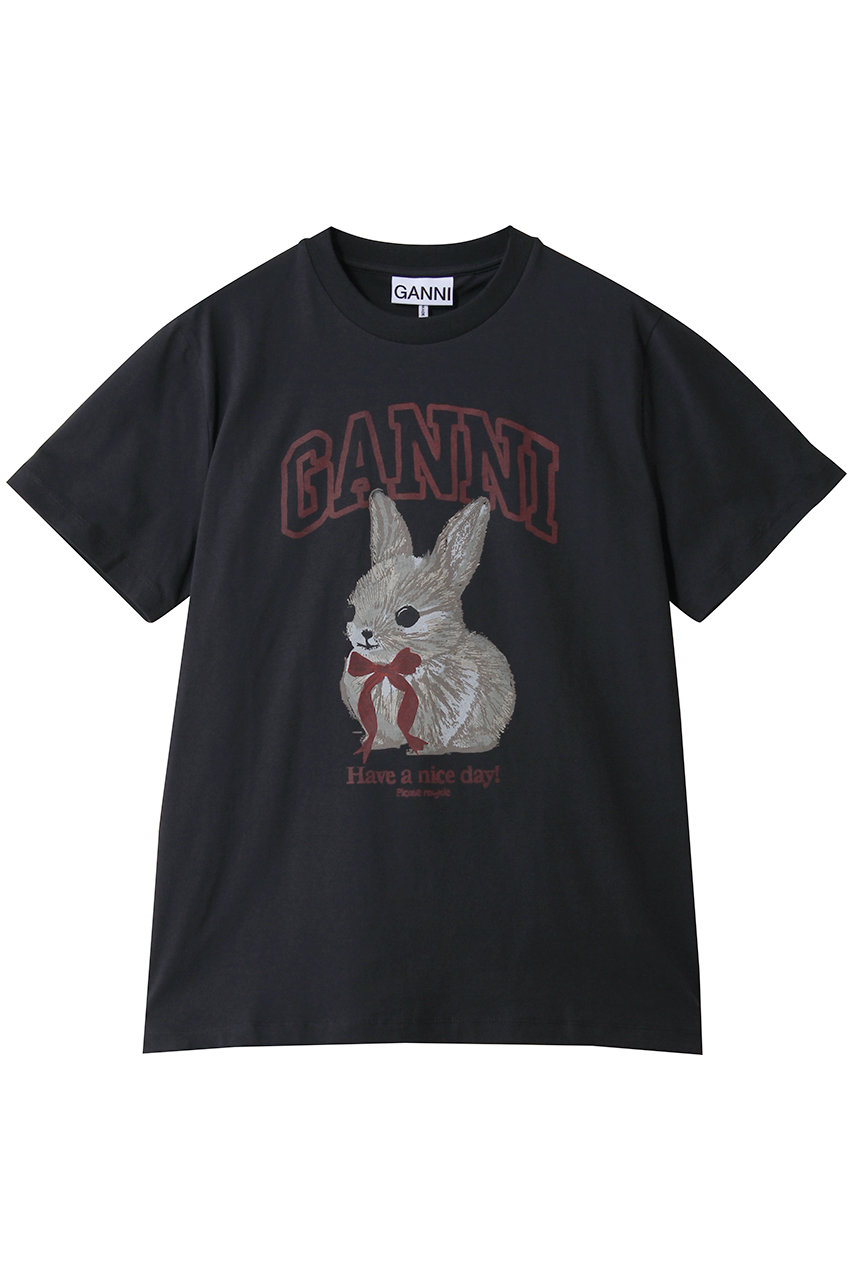 ガニー/GANNIのBasic Cotton Jersey  Rabbit プリントTシャツ(ファントム/A1050061)