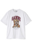 Heavy Cotton Jersey Beaded  Baby Tiger プリント Tシャツ