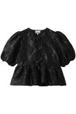 Satin Cloque ペプラム ブラウス