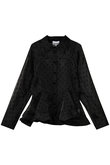 Flocked Organza ペプラム ドットシャツ