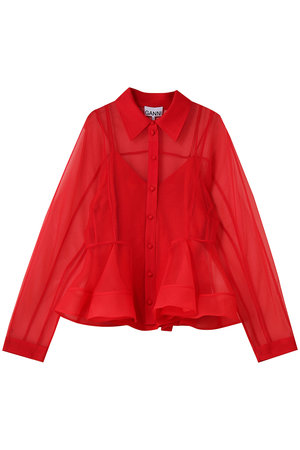 ガニー/GANNIのTextured Organza  ペプラム シャツ(110400/110403)