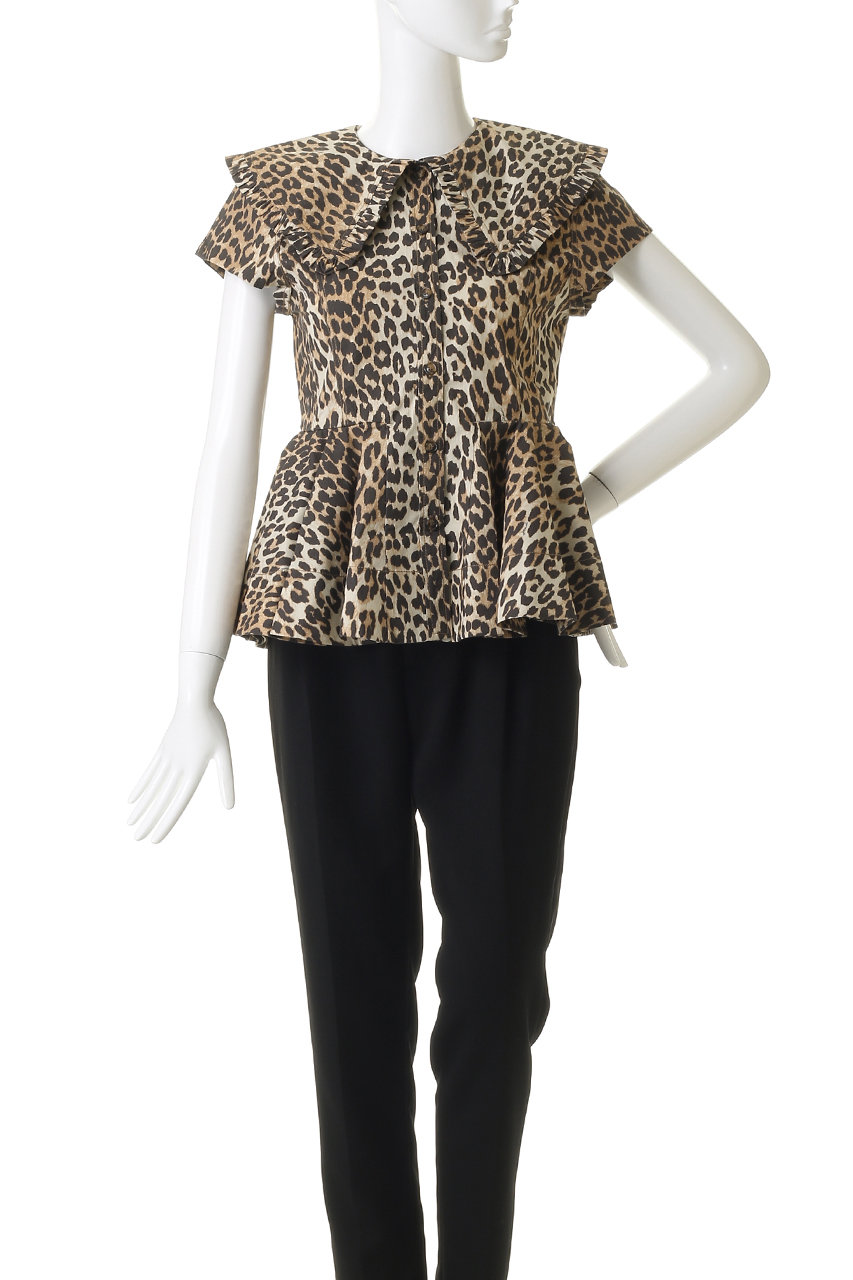 GANNI(ガニー)｜Printed Stretch Cotton ピーターパン カラー シャツ