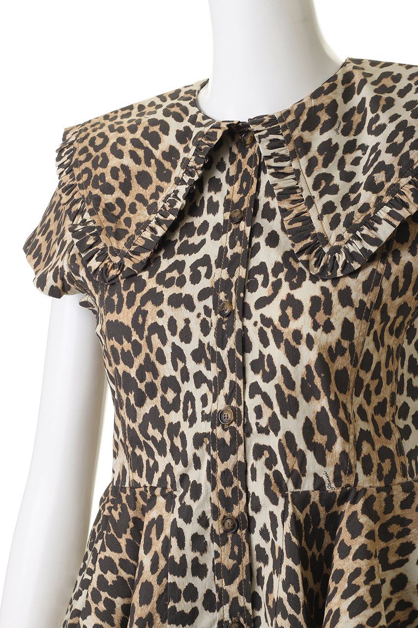 GANNI(ガニー)｜Printed Stretch Cotton ピーターパン カラー シャツ