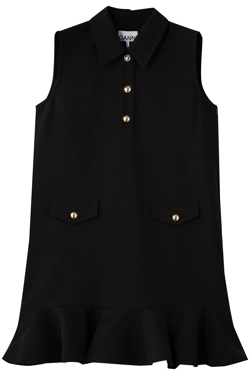 ガニー/GANNIのFuture Twill Suiting フリルミニドレス(ブラック/A1030135)