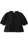 GANNI(ガニー)｜Cotton Poplin ペプラム ブラウス/ブラック の通販