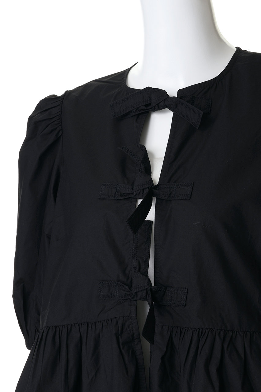 GANNI(ガニー)｜Cotton Poplin ペプラム ブラウス/ブラック の通販