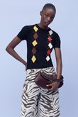 Light Cotton アーガイル ショートスリーブニット