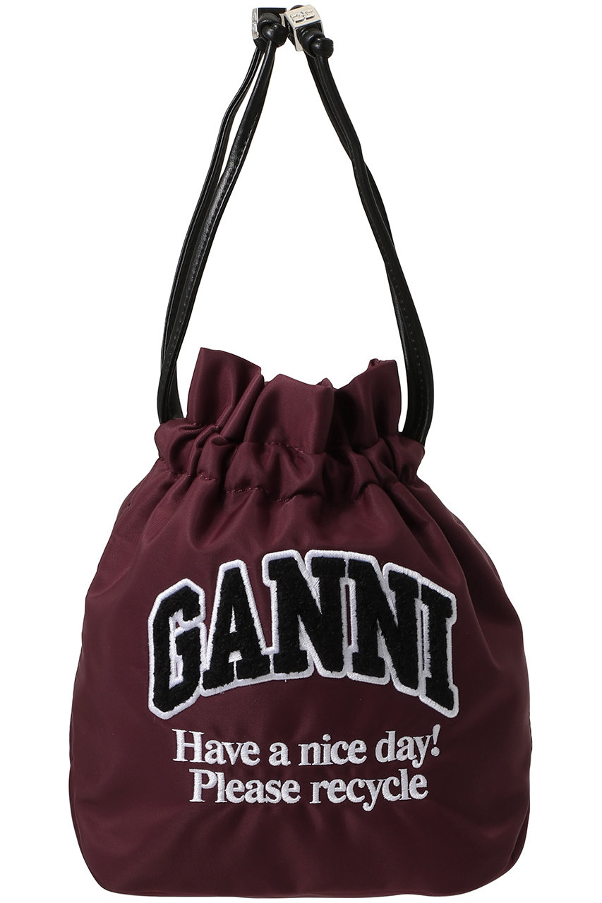 ガニー/GANNIのGanni ロゴ ナイロン 巾着バッグ(ウィンザーワイン/B3010352)