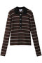 Mini Ribbed Merino ポロニット ガニー/GANNI ブラウンボーダー