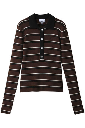 ガニー/GANNIのMini Ribbed Merino ポロニット(110300/110301)