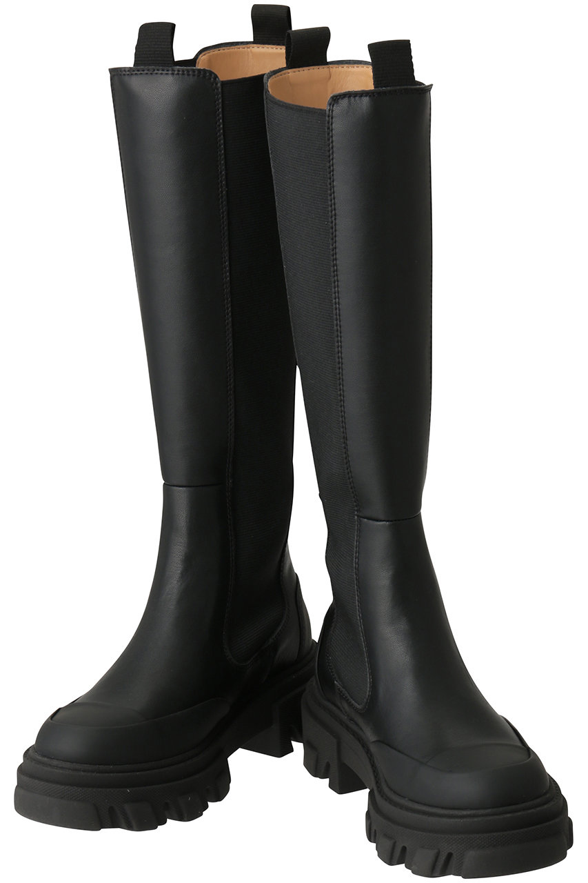 〈GANNI〉ブラック Stitch Cleated ロング チェルシーブーツ GANNI(ガニー)｜Cleated High チェルシーブーツ Black Stitch/ブラック