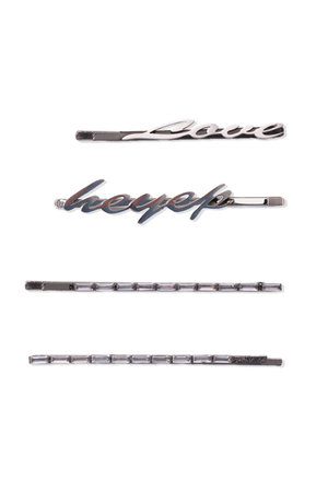Logo＆Rhinestone ヘアピン 4Pセット