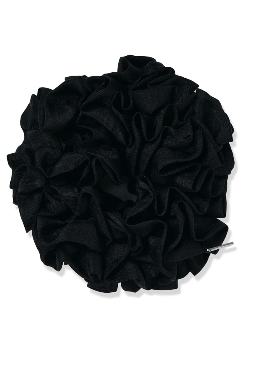 ヘイップ/heyepのRuffled Silk Scrunchie(ブラック/hp04825)