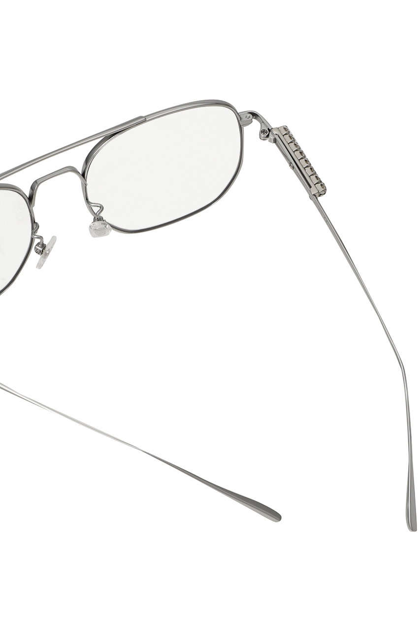 heyep(ヘイップ)｜Aviator Glasses with Rhinestones＆Logo/シルバー