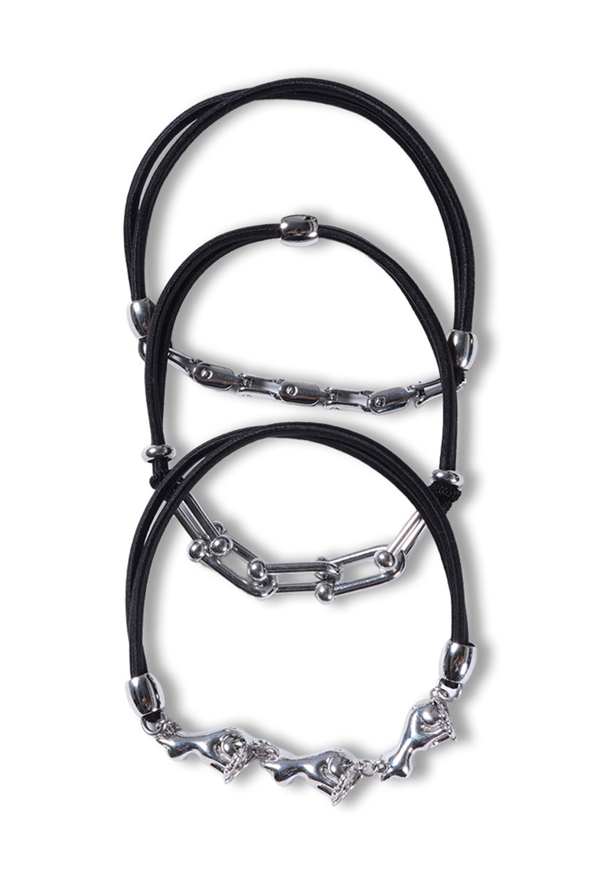 ヘイップ/heyepのCat＆Metal Parts Hair Ties(3P Set)(シルバー/hp12425)
