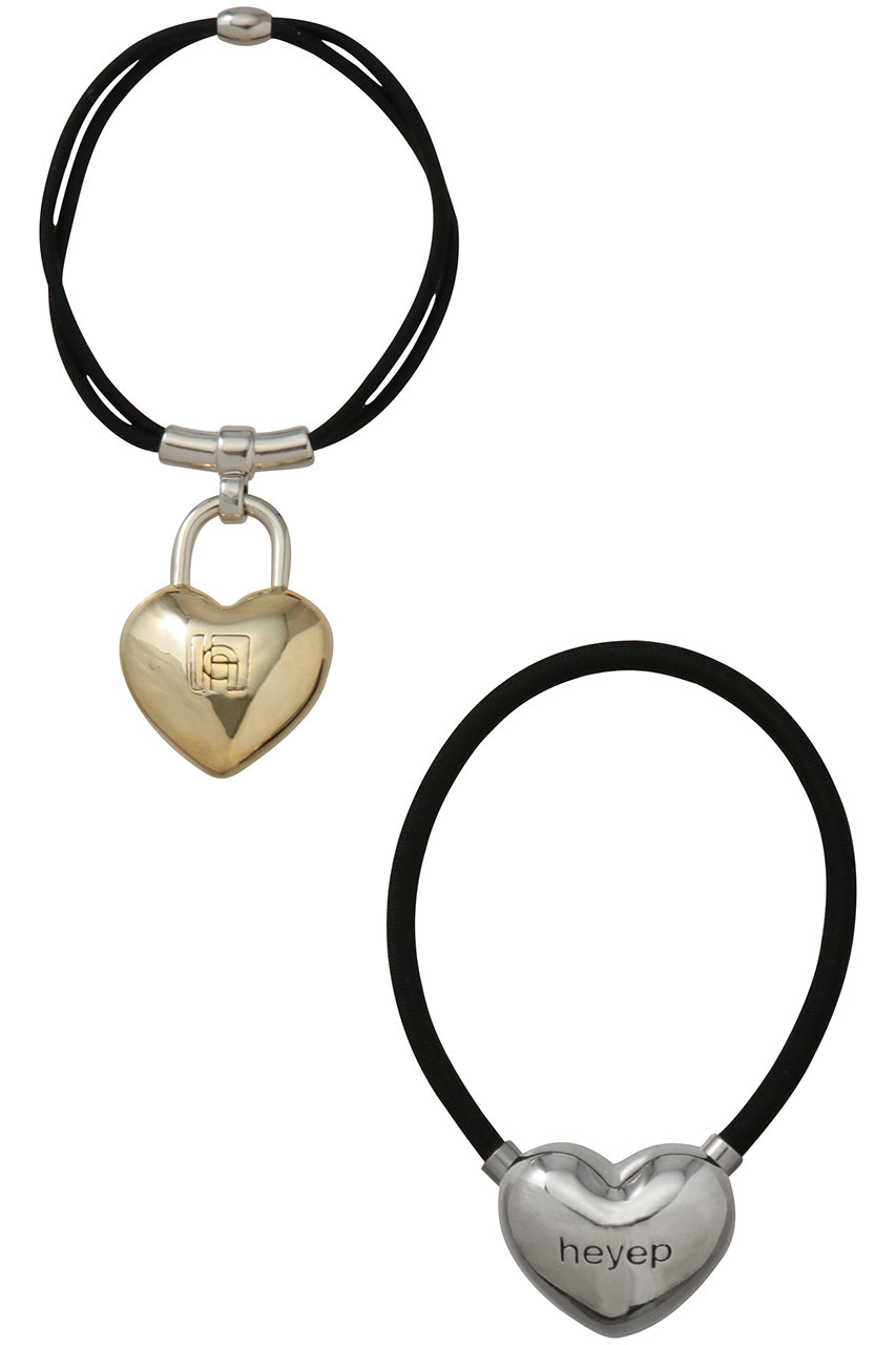 ヘイップ/heyepのHeart Charm Hair Ties(2P Set)(ブラック/hp03126)