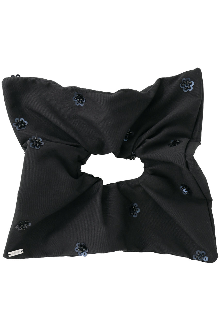 ヘイップ/heyepのBeaded Flower Square Scrunchie(ブラック/hp04326)